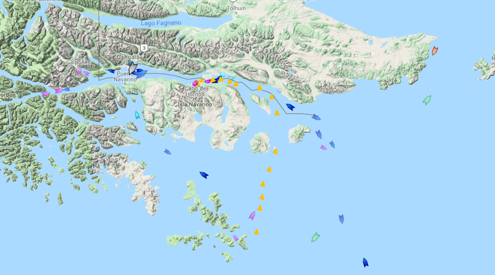 Arrivee trace marine traffic